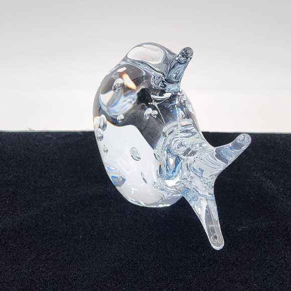 Signed Marcolin Art Glass Paperweight Crystal Fish Figure Bubbles 4.75" Tall - Picture 4 of 9